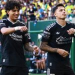 Brian Rodriguez celebrates his goal 1-0 of America during the match between America vs (and) Portland Timbres as part of the Leagues Cup 2026 Group Stage at Providence Park Stadium, on August 09, 2026 in Portland, Oregon, United States.